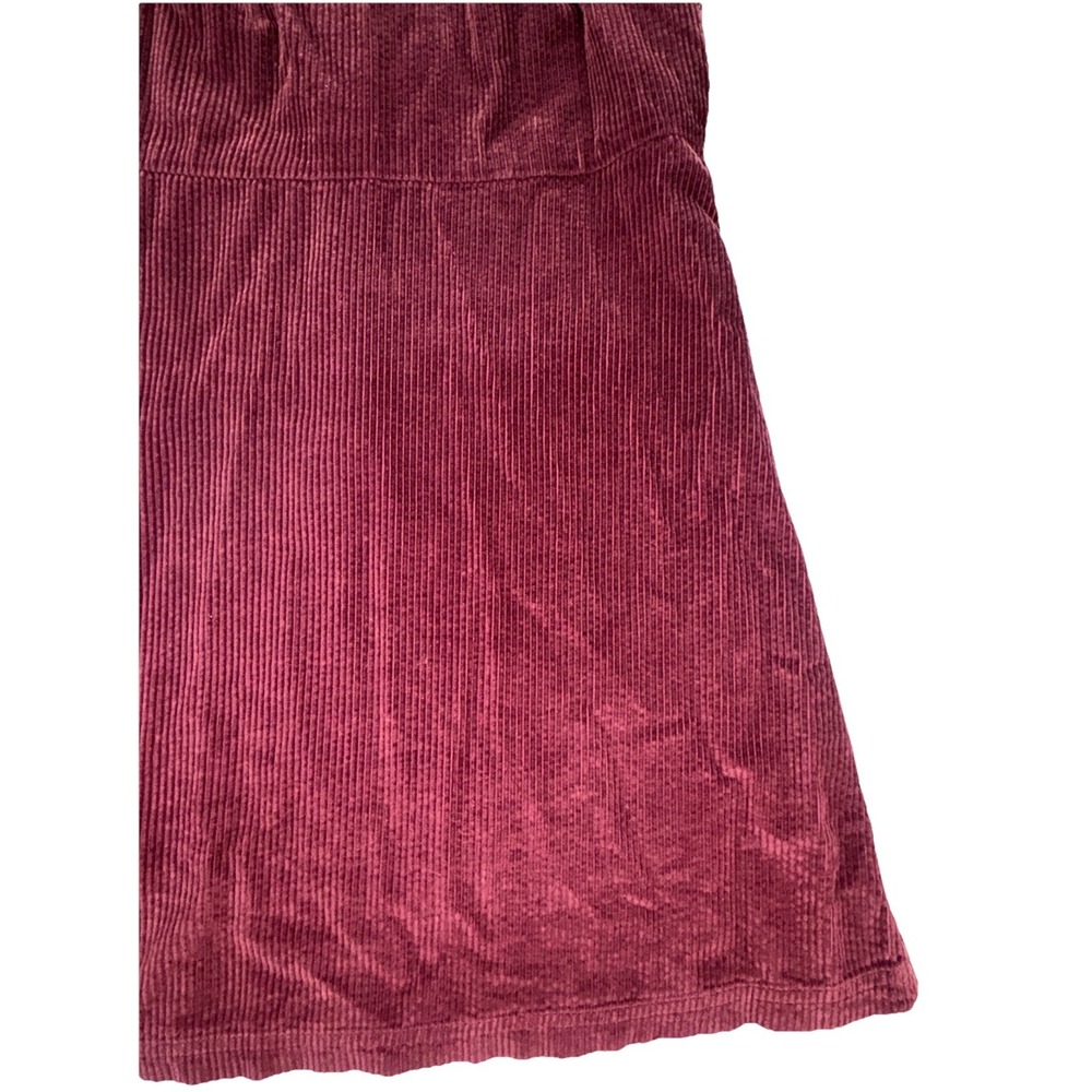 American Eagle Size Medium Corduroy Skirt Overall Dress Wine Adjustable Straps - Picture 4 of 16